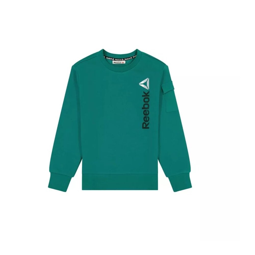 Reebok Large 10-12 Boys Energetic Crewneck Green Sweatshirt Long Sleeve NWT